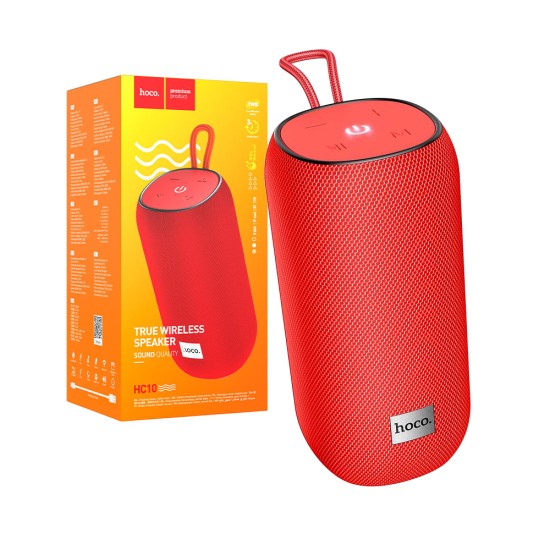 Altavoz Inalámbrico Portátil Hoco HC10 Sonar con AUX/FM/USB BT V5.0 1200mAh Rojo